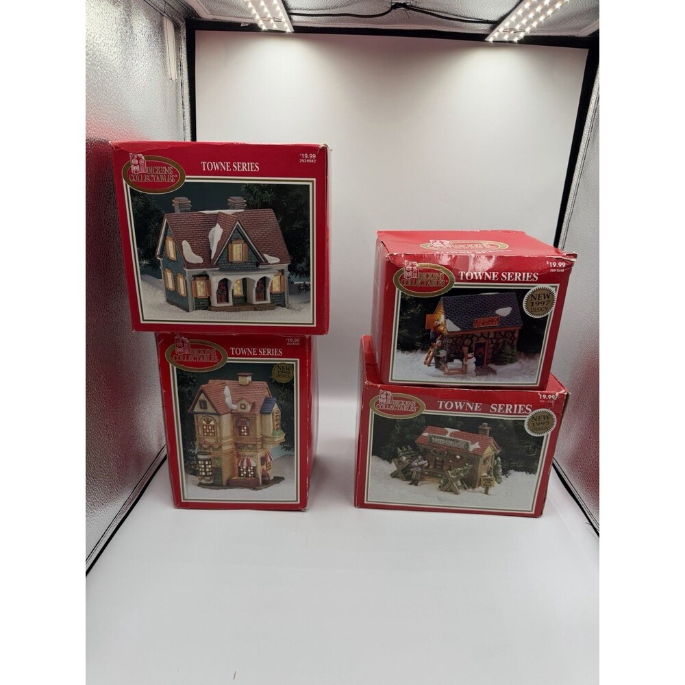 Dickens Collectables Towne Series porcelain 4 Lot Bundle